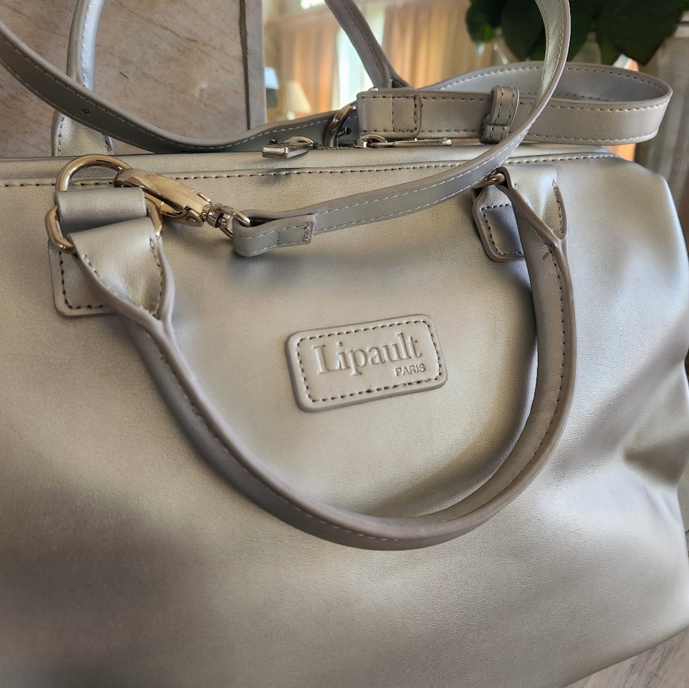 LIPAULT Paris Silver New Bowling Bag Tote + Wallet - Picture 5 of 11